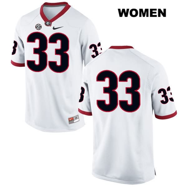 Georgia Bulldogs Women's Ian Donald-McIntyre #33 NCAA No Name Authentic White Nike Stitched College Football Jersey USX6756JV